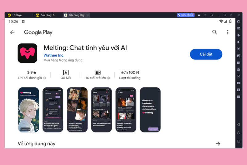 Cài đặt Melting_ Chat tình yêu với AI