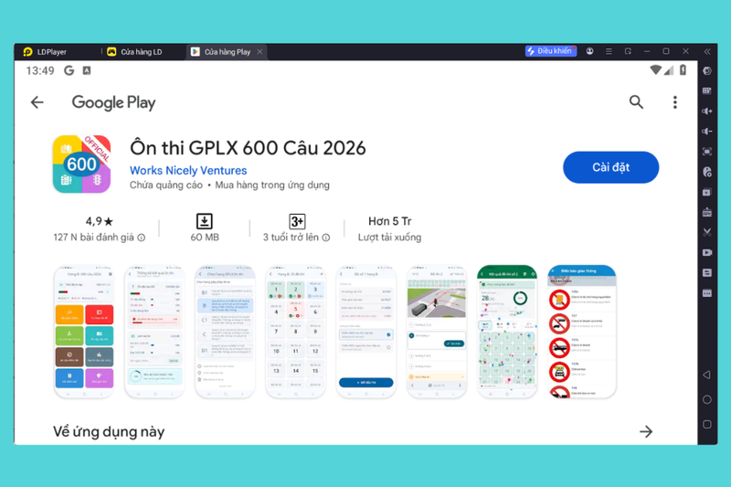 Cài đặt Ôn thi GPLX 600 Câu 2026