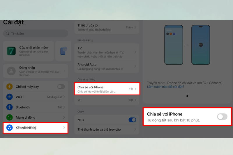 Cài đặt tính năng Chia sẻ với iPhone trên realme