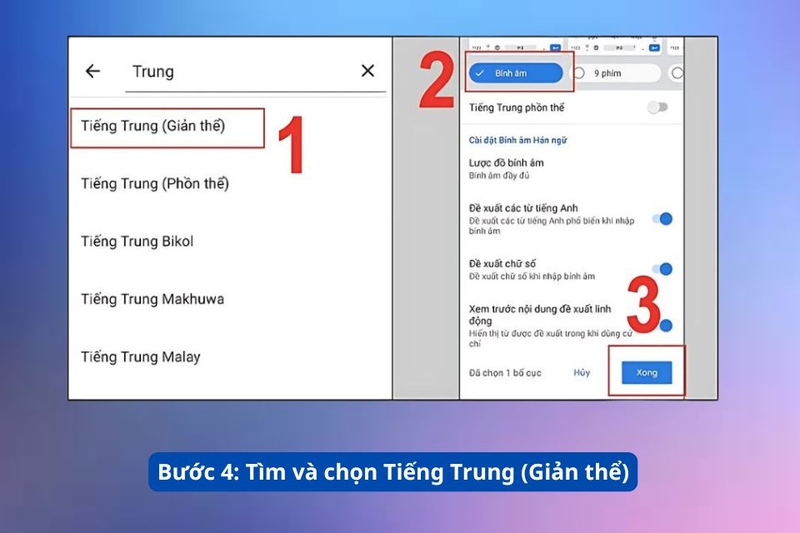 Cài đặt trên điện thoại Android 4