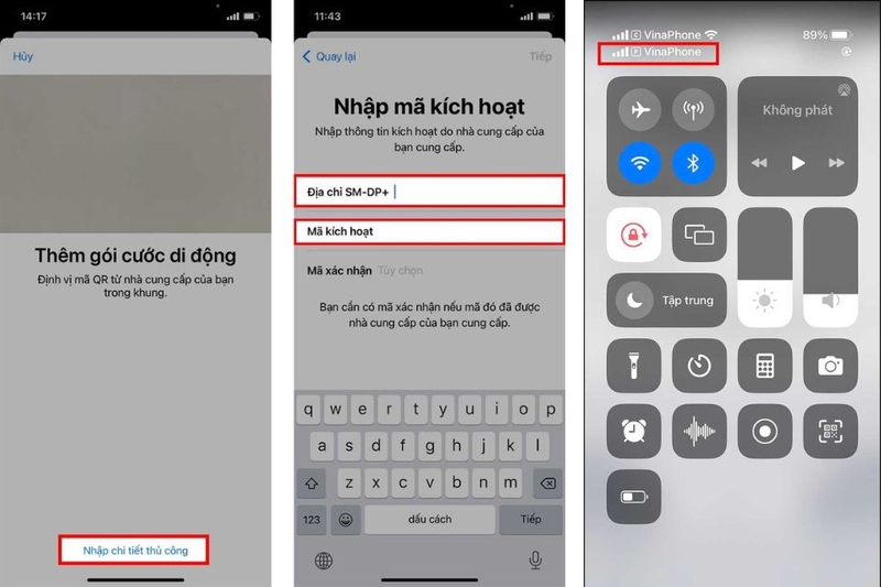 Cài eSIM bằng cách nhập thủ công 2