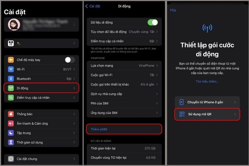 Cài eSIM bằng mã QR 1