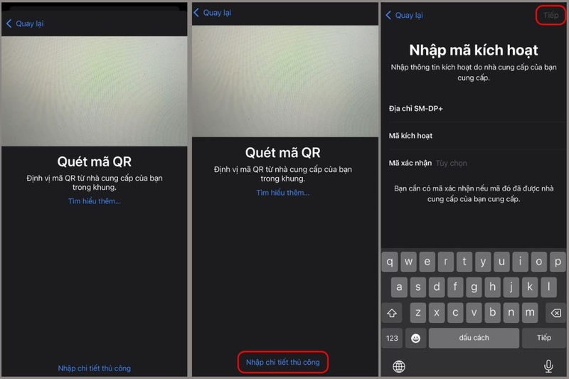 Cài eSIM bằng mã QR 2