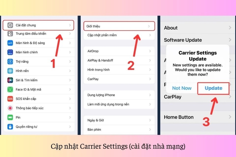 Cập nhật Carrier Settings