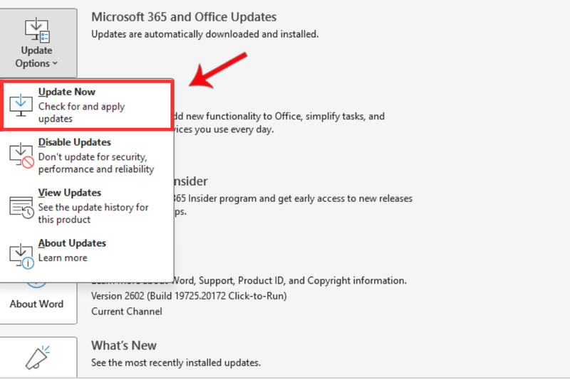 Cập nhật Microsoft Office 2