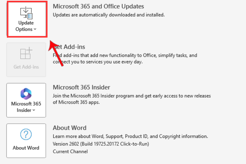 Cập nhật Microsoft Office