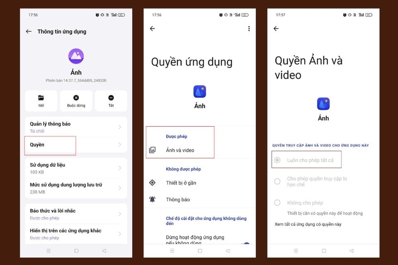 Cấp quyền truy cập cho bộ sưu tập ảnh