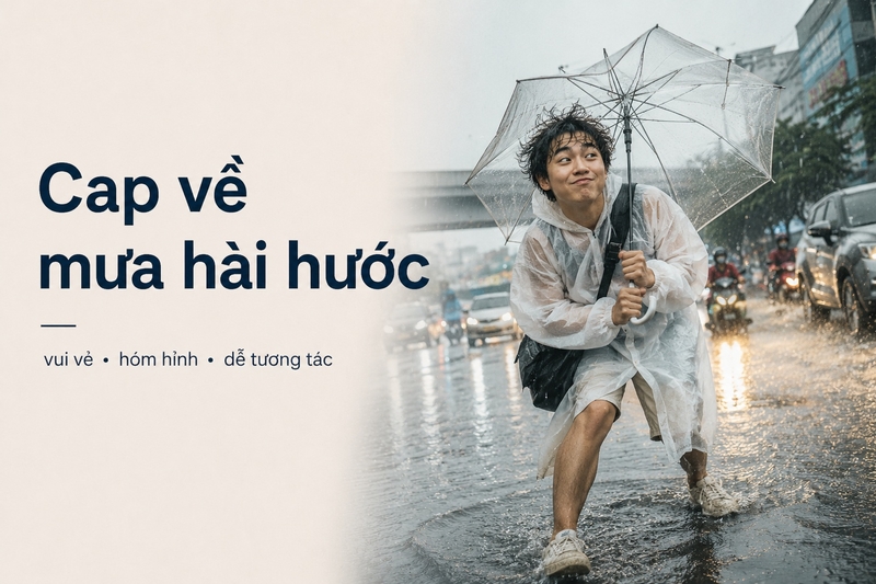 Cap về mưa hài hước & hái "tương tác"