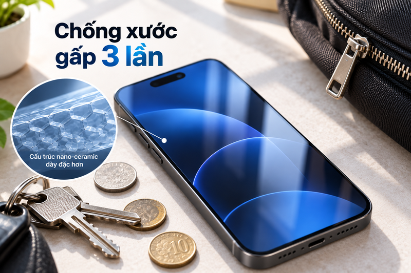 Khả năng chống trầy xước gấp ba lần nhờ tăng mật độ tinh thể nano