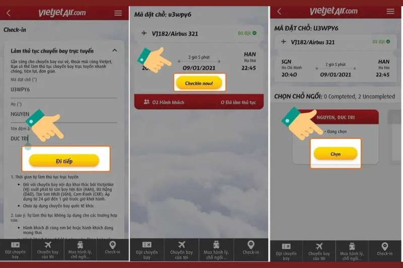 Check in vé máy bay qua app Vietjet Air 1