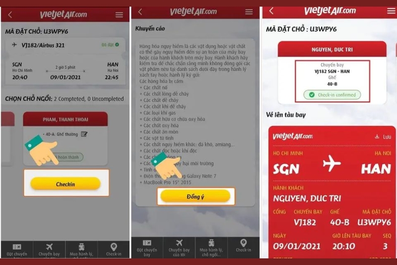 Check in vé máy bay qua app Vietjet Air 2
