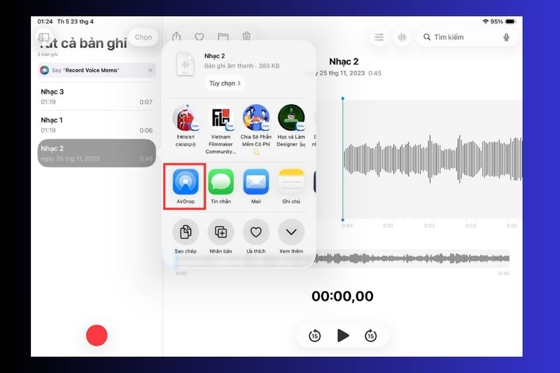 Chọn AirDrop và chọn thiết bị nhận