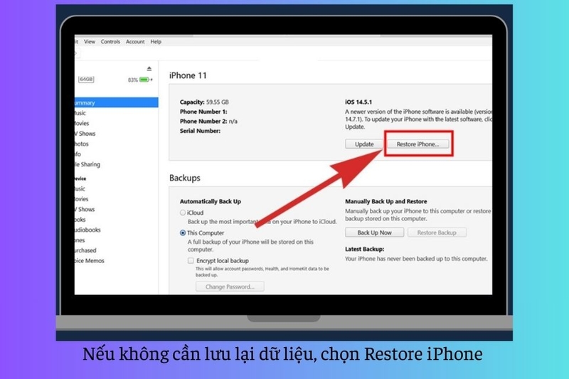 Chọn Restore iPhone