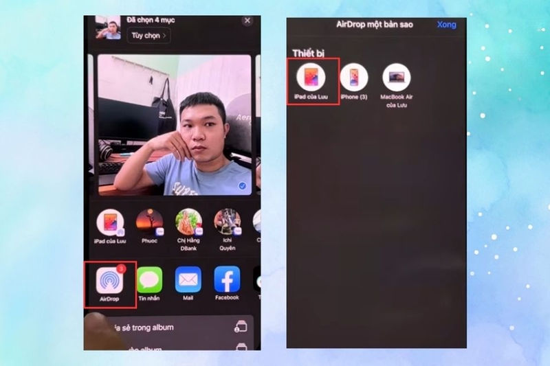Chọn tên iPad trong danh sách thiết bị hiển thị