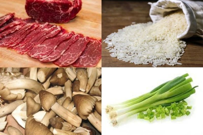 cháo nấm mối thịt bò 1
