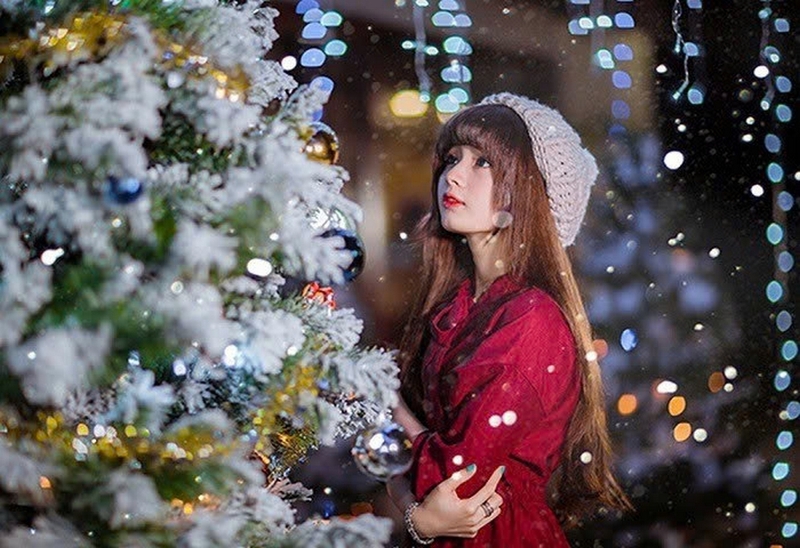Chụp ảnh với cây thông noel ảnh 1