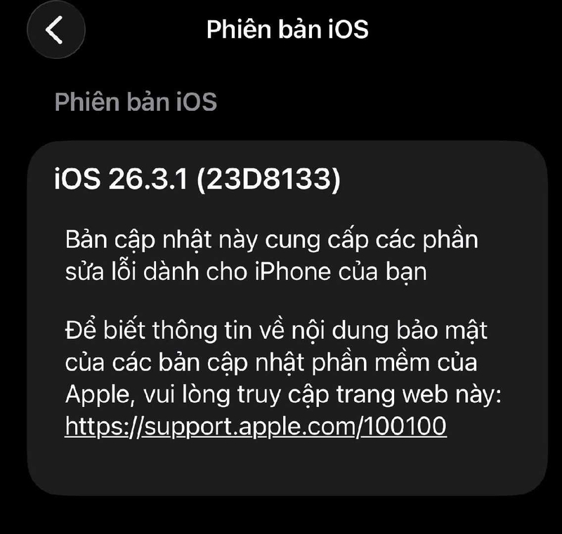 Tổng quan về phiên bản iOS 26.3.1