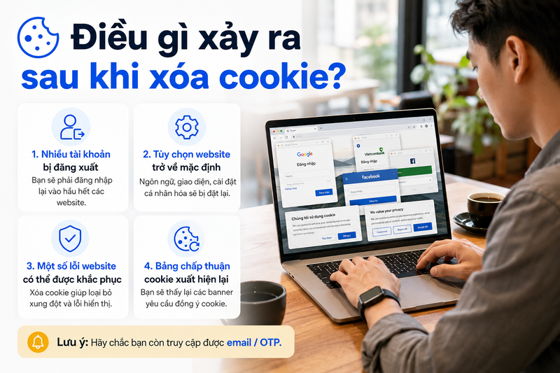 Tác động sau khi xóa cookie Hậu quả khi xóa cookie trình duyệt