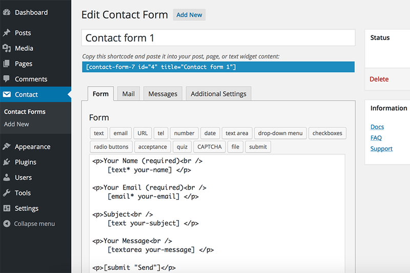 Tạo form liên hệ mới với Contact Form 7