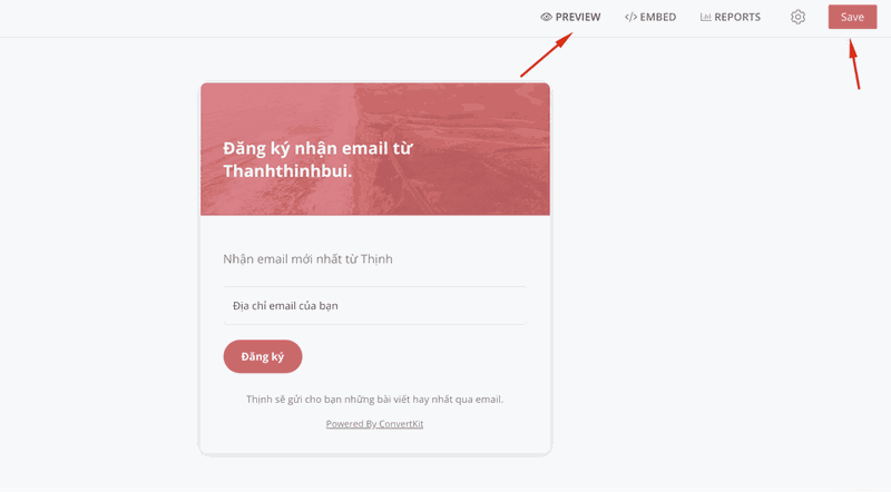 Lưu và xem trước form cần tạo