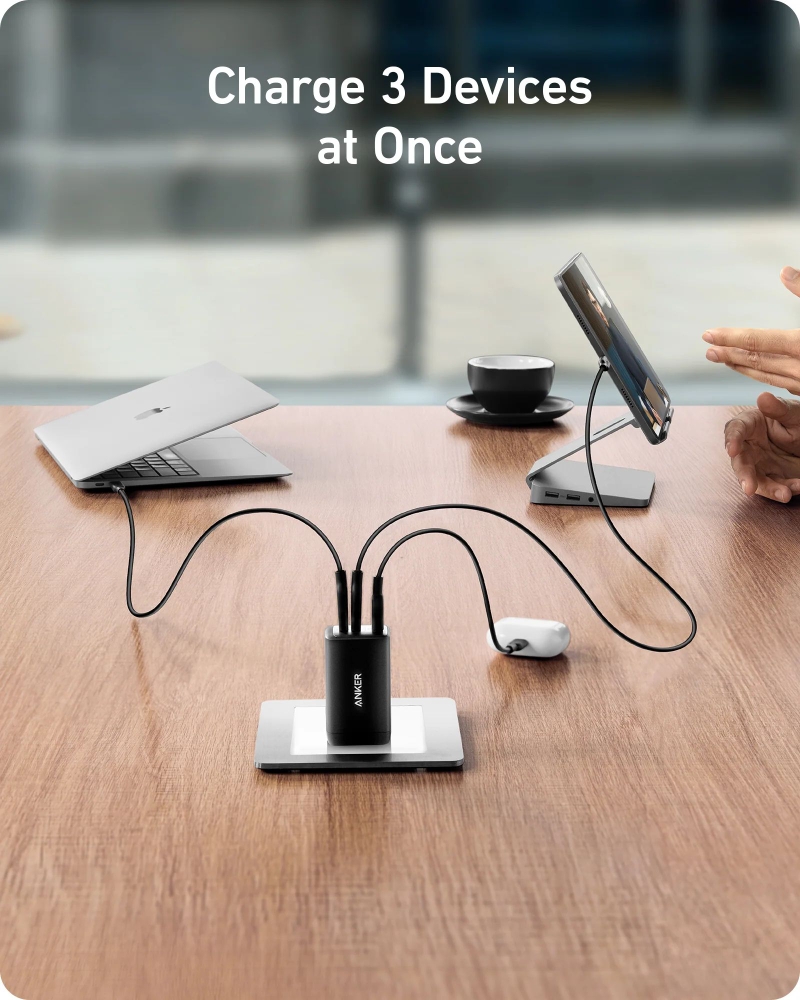 Củ sạc nhanh 3 cổng 65W (2 USB-C + USB-A) PD_QC PowerPort III A2667 Anker (ảnh 1)