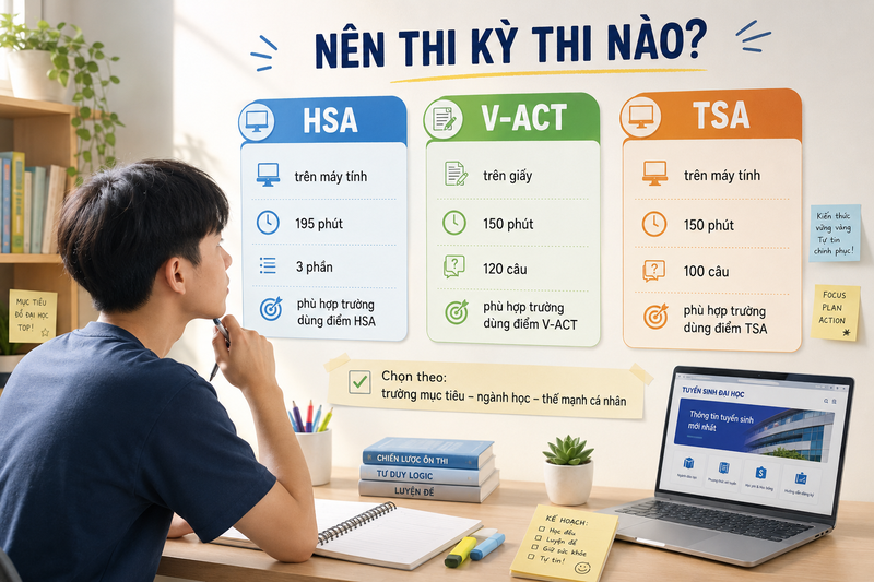 HSA, V-ACT và TSA: Nên thi kỳ thi nào