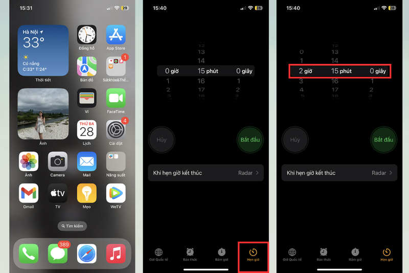 Đặt hẹn giờ trong Đồng hồ trên iPhone 1