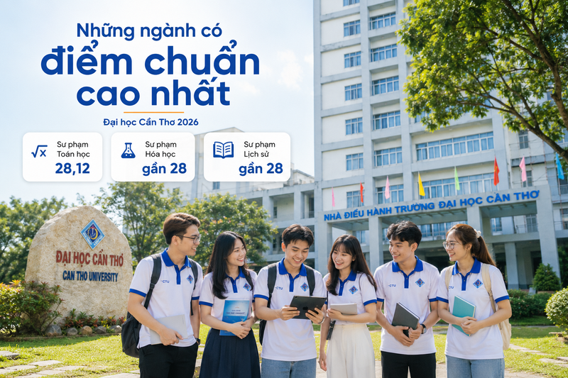 Những ngành có điểm chuẩn Đại học Cần Thơ 2026 cao nhất
