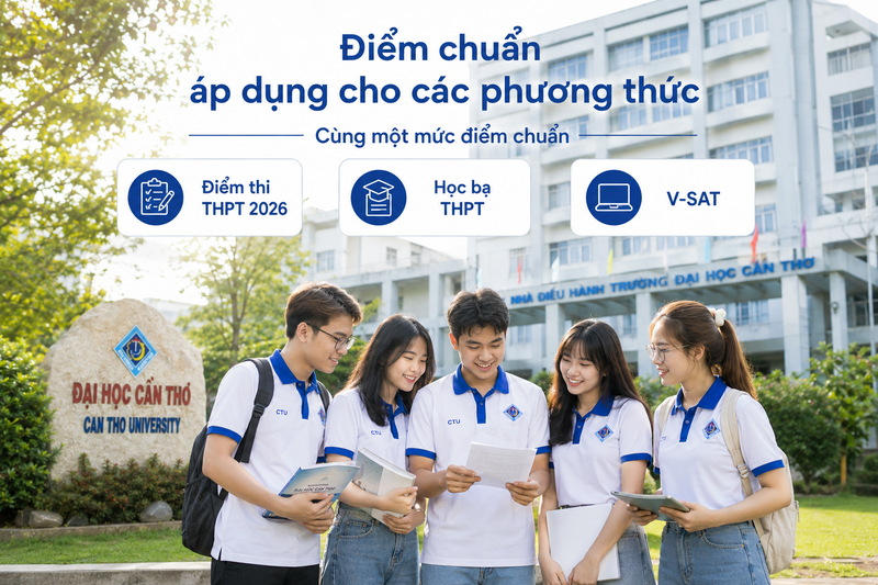 Điểm chuẩn Đại học Cần Thơ 2026 áp dụng cho những phương thức nào