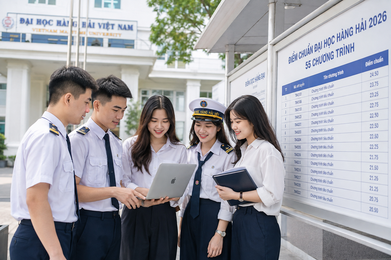 Điểm chuẩn Đại học Hàng hải 2026 chi tiết 55 chương trình