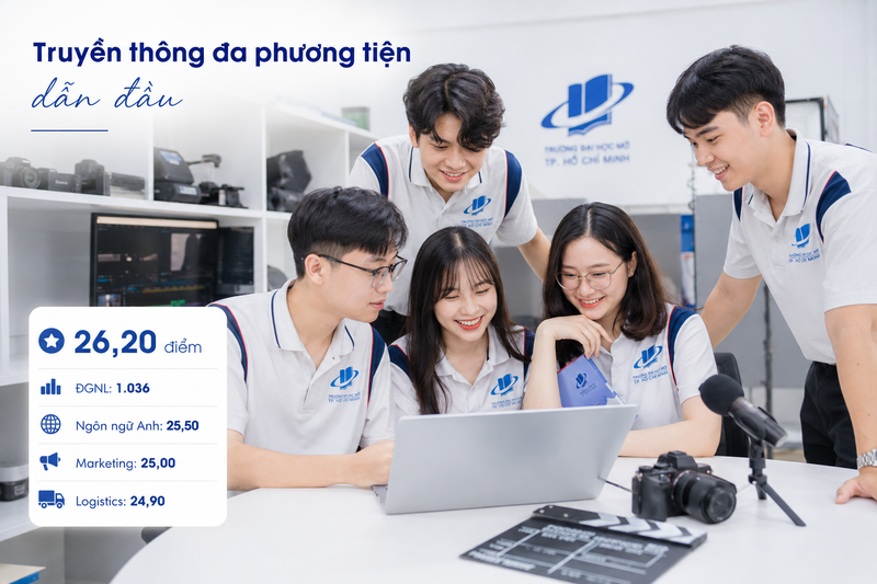 Ngành nào có điểm chuẩn Đại học Mở TPHCM 2026 cao nhất