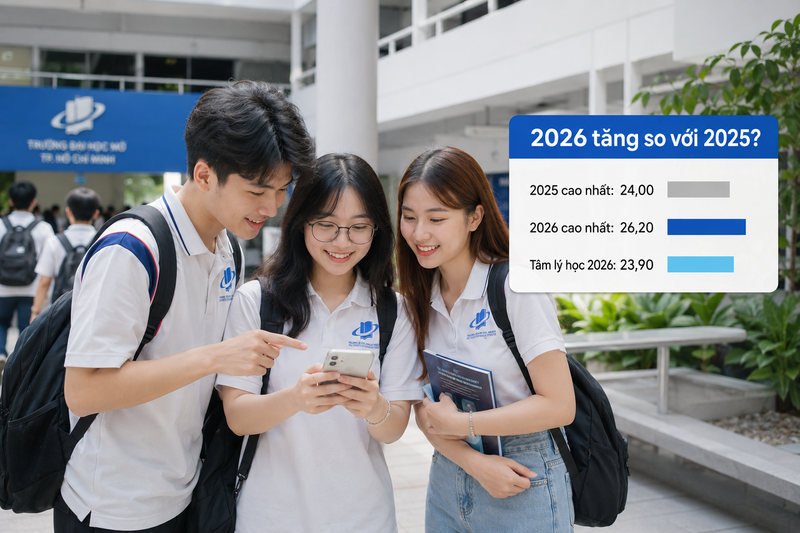 Điểm chuẩn Đại học Mở TPHCM 2026 tăng hay giảm so với 2025