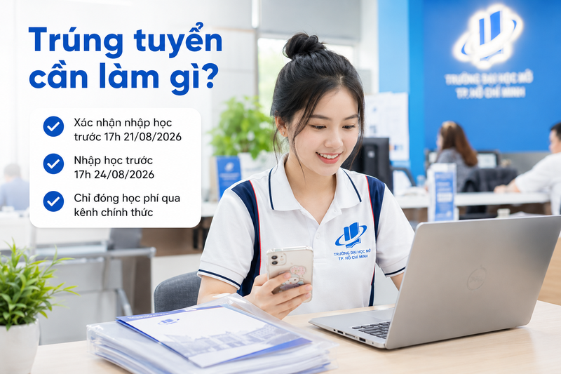 Thí sinh trúng tuyển Đại học Mở TPHCM 2026 cần làm gì