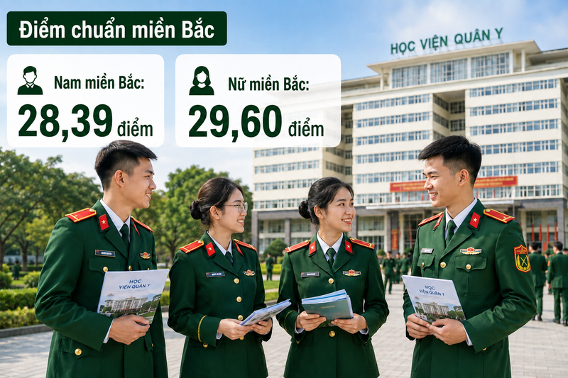Điểm chuẩn nam miền Bắc: 28,39 điểm