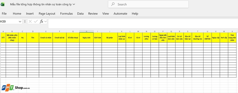 Download file Excel quản lý nhân sự ảnh 1