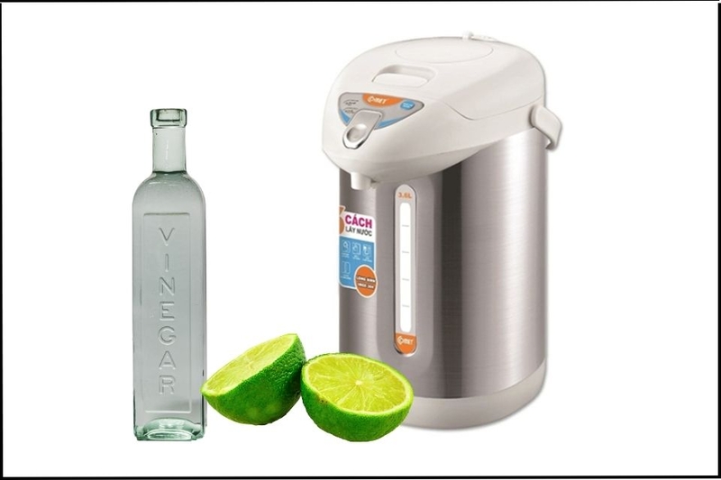 D&ugrave;ng giấm hoặc chanh tẩy cặn b&ecirc;n trong b&igrave;nh