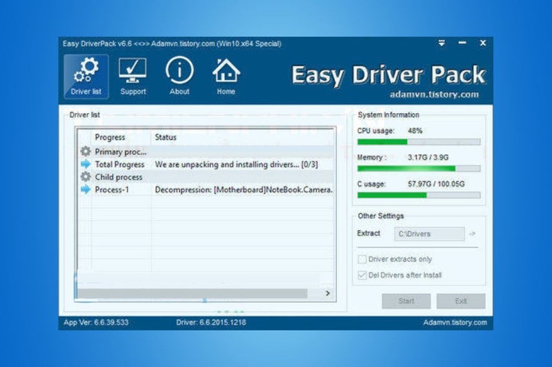 Easy DriverPack sẽ tự động cài đặt các driver cần thiết cho hệ thống