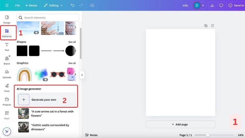 Truy cập công cụ AI Image Generator