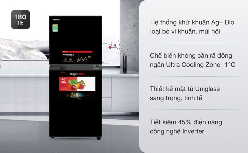 Tủ lạnh Toshiba Inverter 180 lít GR-B22VU UKG