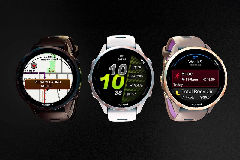 Forerunner 970 tiếp tục sử dụng công nghệ màn hình AMOLED 1.4 inch