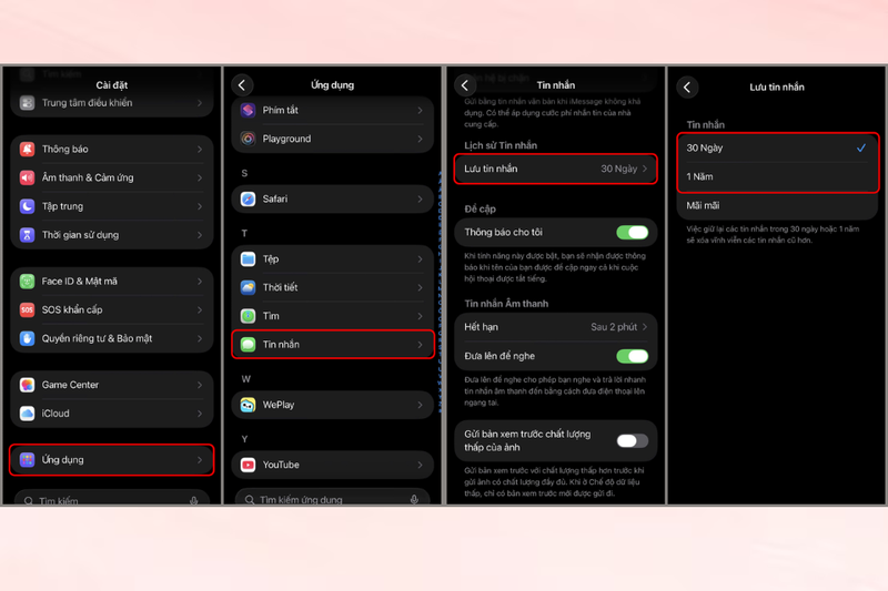 Giới hạn thời gian lưu tin nhắn iPhone