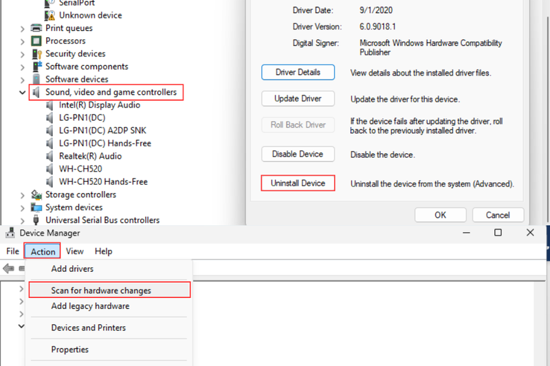 Gỡ và cài đặt lại driver Realtek High Definition Audio