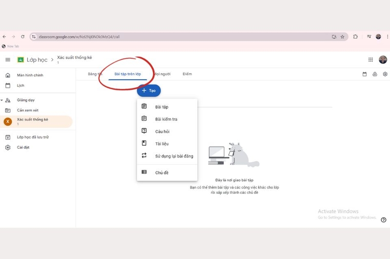 Nhấn vào Tạo (Create) và chọn loại tài liệu bạn muốn đăng