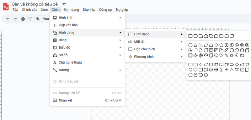 Chèn các hình dạng theo ý muốn