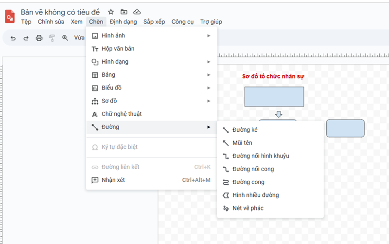 Nối các hình bằng công cụ “Đường”