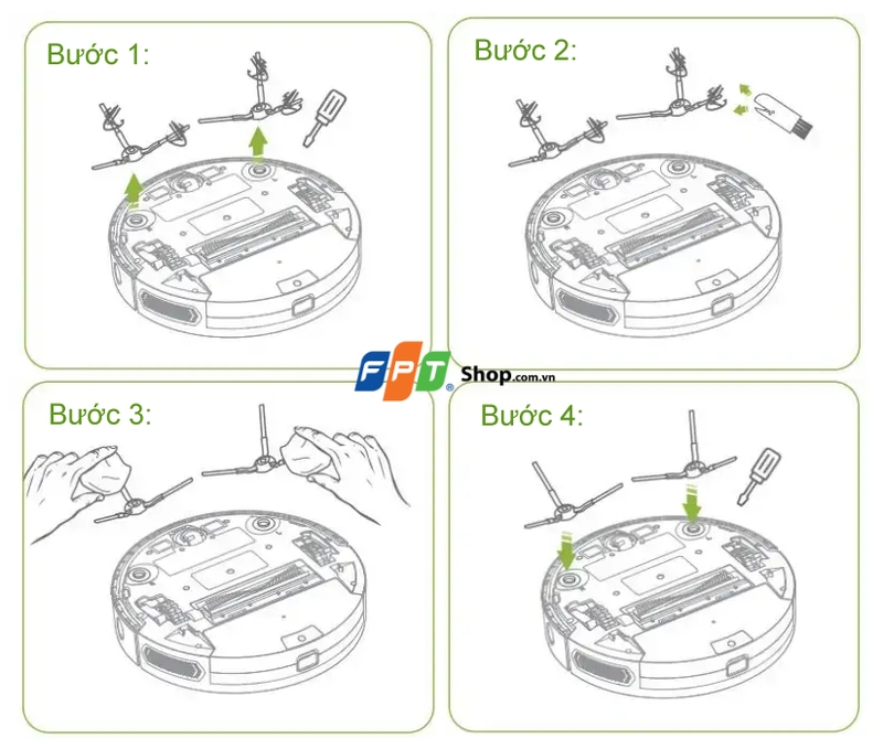 HDSD robot hút bụi Kyvol - chổi bên
