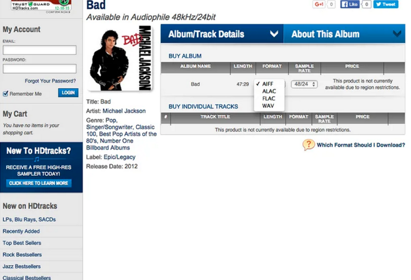 Tùy chọn mua album hoặc bài hát riêng lẻ