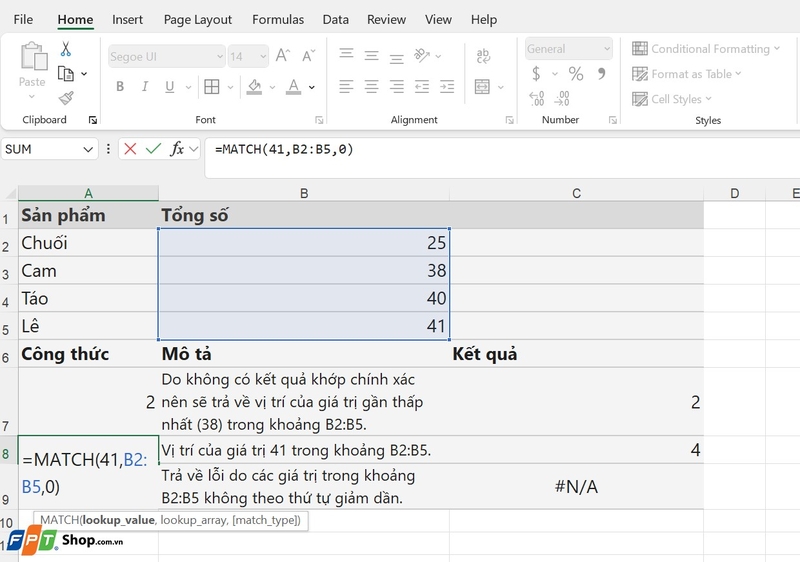 hàm match trong Excel ảnh 9