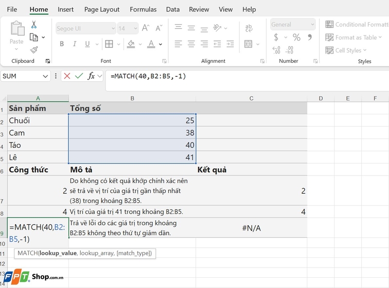 hàm match trong Excel ảnh 10
