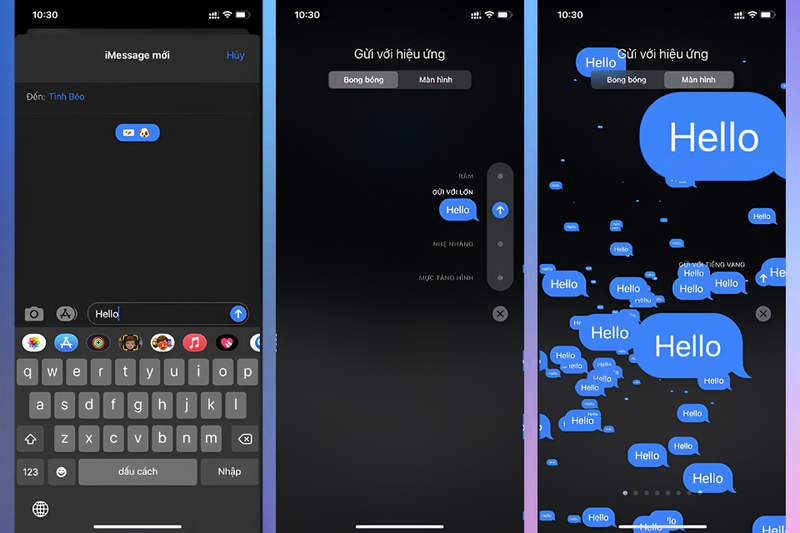 Hiệu ứng gửi tin nhắn iMessage